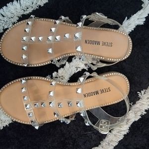 Girls Steve Madden Studded Clear Sandals